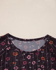 Floral Smock Cuff Mesh Slim Fit Bodysuit