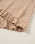 Yamileth Oatmeal Ruffle Trim Sweater