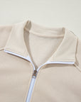 Solid Zip-Up Jacket and Drawstring Pants Set