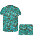 All Turquoise Women's Top and Shorts Pajama Set