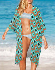 Baha Ranch Turquoise Aztec Duster Kimono Coverup