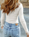 Adelyn Ribbed Knit High Long Sleeve Top
