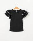 Amani Short Sleeve Textured Blouse
