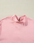 Solid Swiss Dot Balloon Sleeve Blouse
