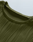 Plus Size Solid Wavy Textured Short Sleeve Tee