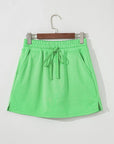 Solid French Terry Drawstring Waist Mini Skort