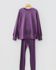 Solid Oversize Sweatshirt and Ribbed Leggings Set