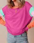Colorblock Patchwork Long Sleeve Top