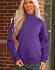 Solid Mock Neck Oversized Sweatshirt