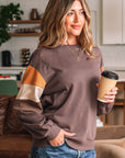 Colorblock Drop Shoulder Pullover Sweatshirt
