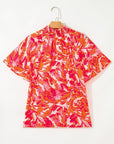 Rosalyn Print Striped Trim Blouse