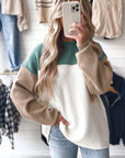 Colorblock Ribbed Knit Long Sleeve Sweater