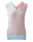 Chevron Contrast V-Neck Sleeveless Sweater Top