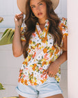 Ailany Short Sleeve Floral Blouse