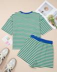 Stripe Terry Knit Top & Shorts Set
