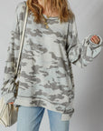 Camo Reverse Seam Drop Shoulder Sweatshirt