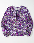 Boho Flower V-Neck Bubble Sleeve Top