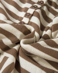 Plus Size Stripe Quarter Buttoned Drop Sleeve Hoodie