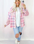Plaid Corduroy Patchwork Flap Pocket Shacket