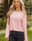 Lilly Textured Contrast Dropped Long Sleeve Top