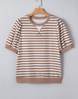 Stripe Short Bubble Sleeve T-Shirt
