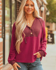 River Waffle Hooded Long Sleeve Top