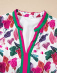 Floral Contrast Stripe Long Sleeve Mini Dress