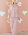 Makenna Texture Ruffle Hem Set