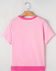Colorblock Checker Half Button Henley T-Shirt