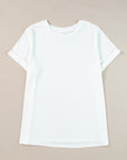 Plus Size Solid Rolled Short Sleeve T-Shirt