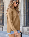 Solid Front Center Seam Drop Shoulder Sweater