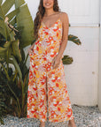 Floral Sleeveless V-Neck Wide Leg Jumpsuit