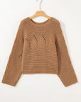 Hollowed Knit Wide Sleeve Pullover Sweater