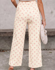 Polka Dot Patch Pocket Wide Leg Pants