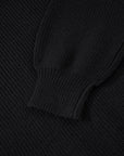 Ribbon Knot Backless Drop Shoulder Ribbed Sweater