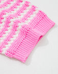 Stripe Bow Tie V-Neck Short Sleeve Sweater