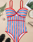 Americana Stripe Cutout Spaghetti Strap Swimsuit