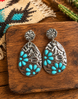 Fashion Turquoise Cluster Teardrop Earrings