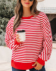 Stripe Reverse Seam Drop Shoulder Top