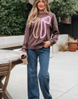 Bow Tie Contrast Terry Drop Shoulder Sweatshirt