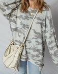 Retro Camouflage Exposed Seam Sweatshirt