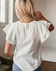 Cecelia Ruffled Flutter Sleeve Blouse