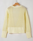 Solid Pointelle Knit Open Front Cardigan