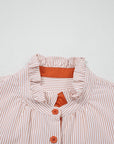 Stripe Colorblock Patchwork Frilled Collar Shirt