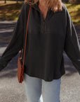 Waffle Knit Patchwork Half-Zip Sweatshirt