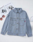 Stripe Denim Chest Pocket Oversize Jacket