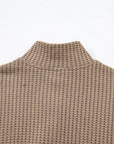 Solid Textured Knit Snap Button Collar Top