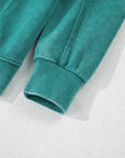 Solid Notched Neck Drop Shoulder Sweatshirt