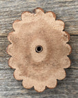 Leather Rosette Medium Oil Edges with Blue Cabochon Western Concho R107CABBL