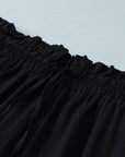 Solid Paperbag Waist Straight Leg Cropped Pants